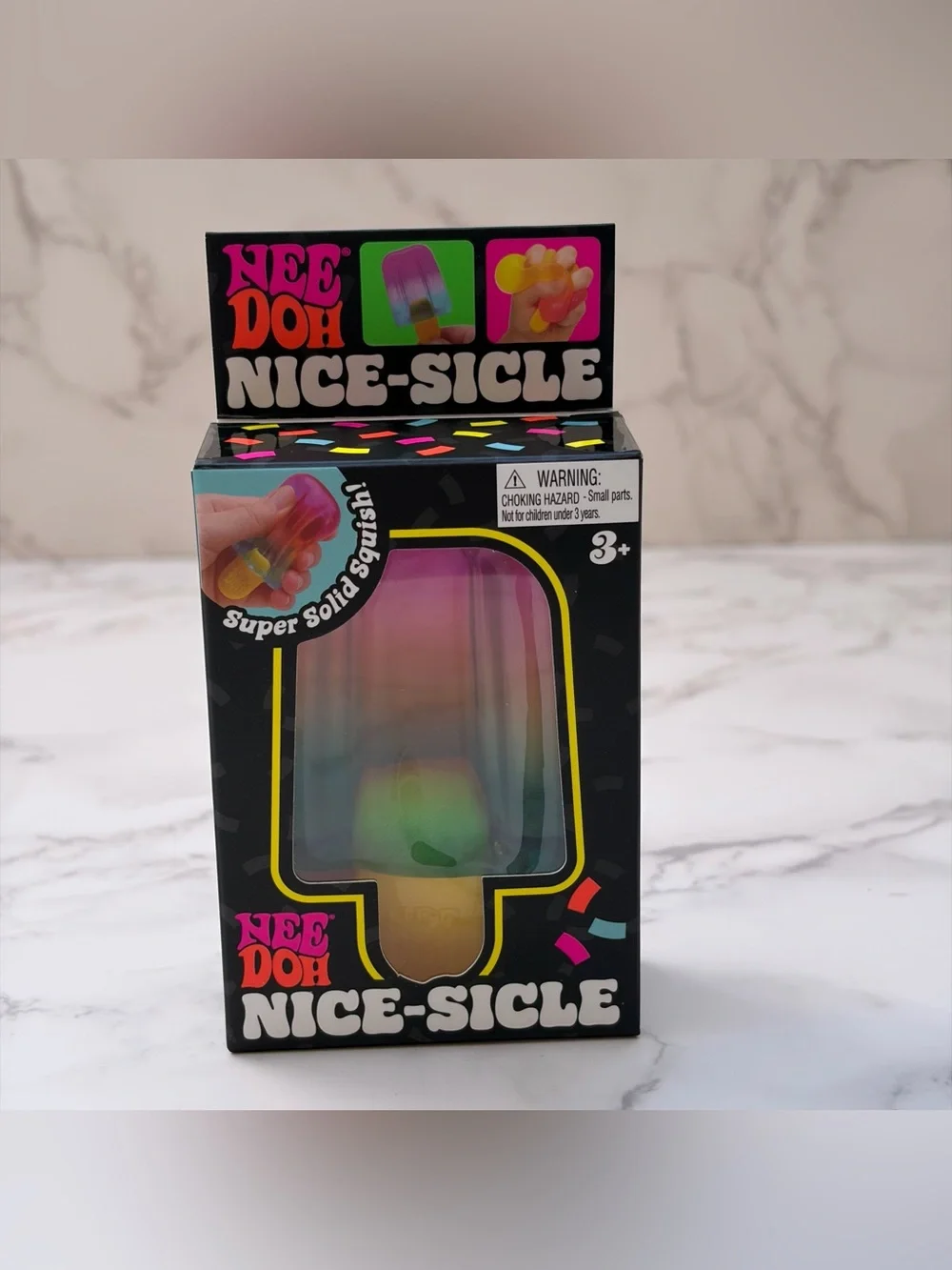 Nee Doh Nice-sicle Super Solid Squish! Fidget Toy Pink/Orange New Authentic